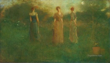 In The Garden Tonalist Aestheticism Thomas Dewing Oil Paintings